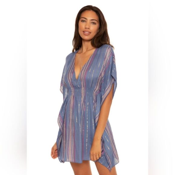 BECCA by Rebecca Virtue Metallic Stripe Cover Tunic M/L - Picture 3 of 4